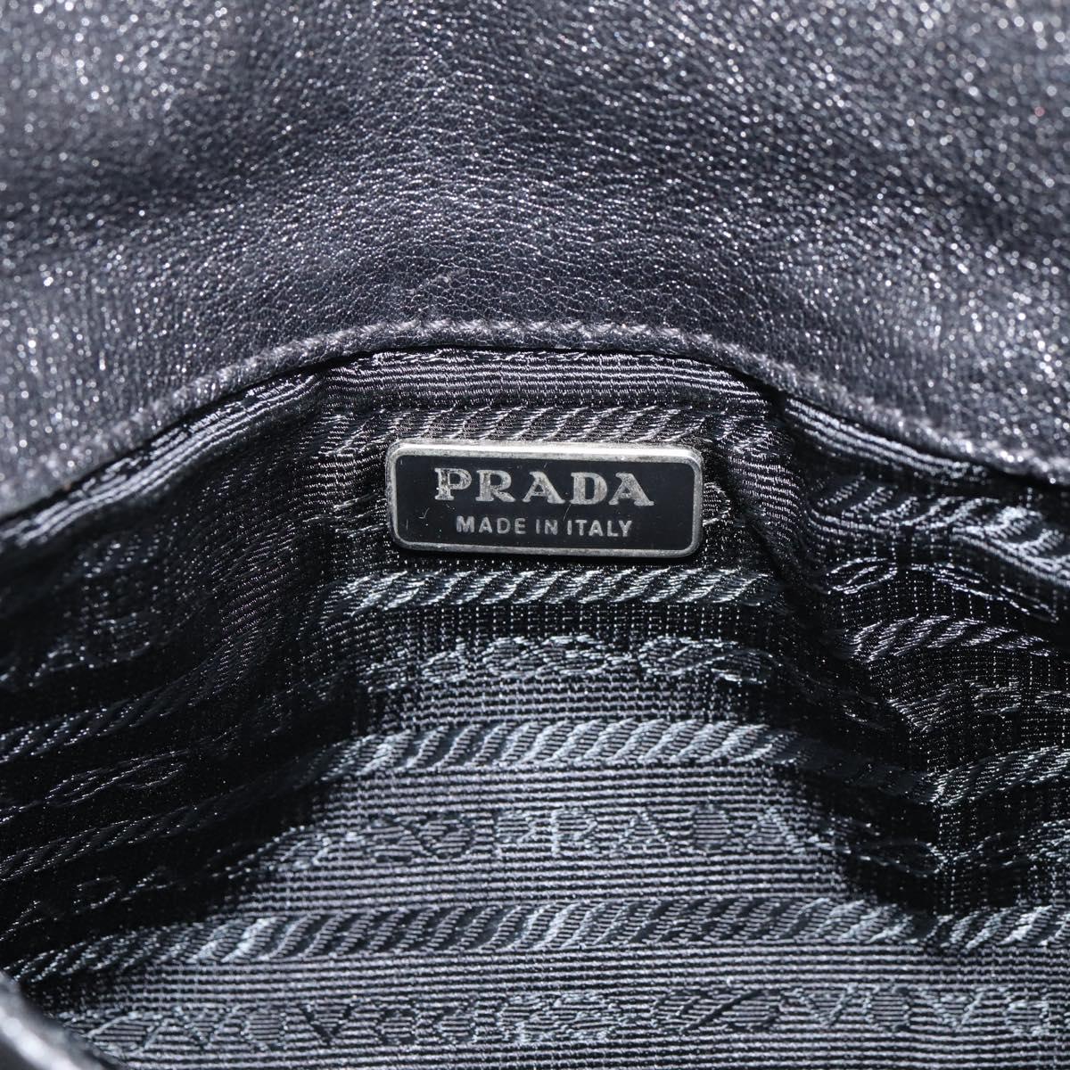 PRADA Chain Shoulder Bag Leather Black Silver Auth 210166A