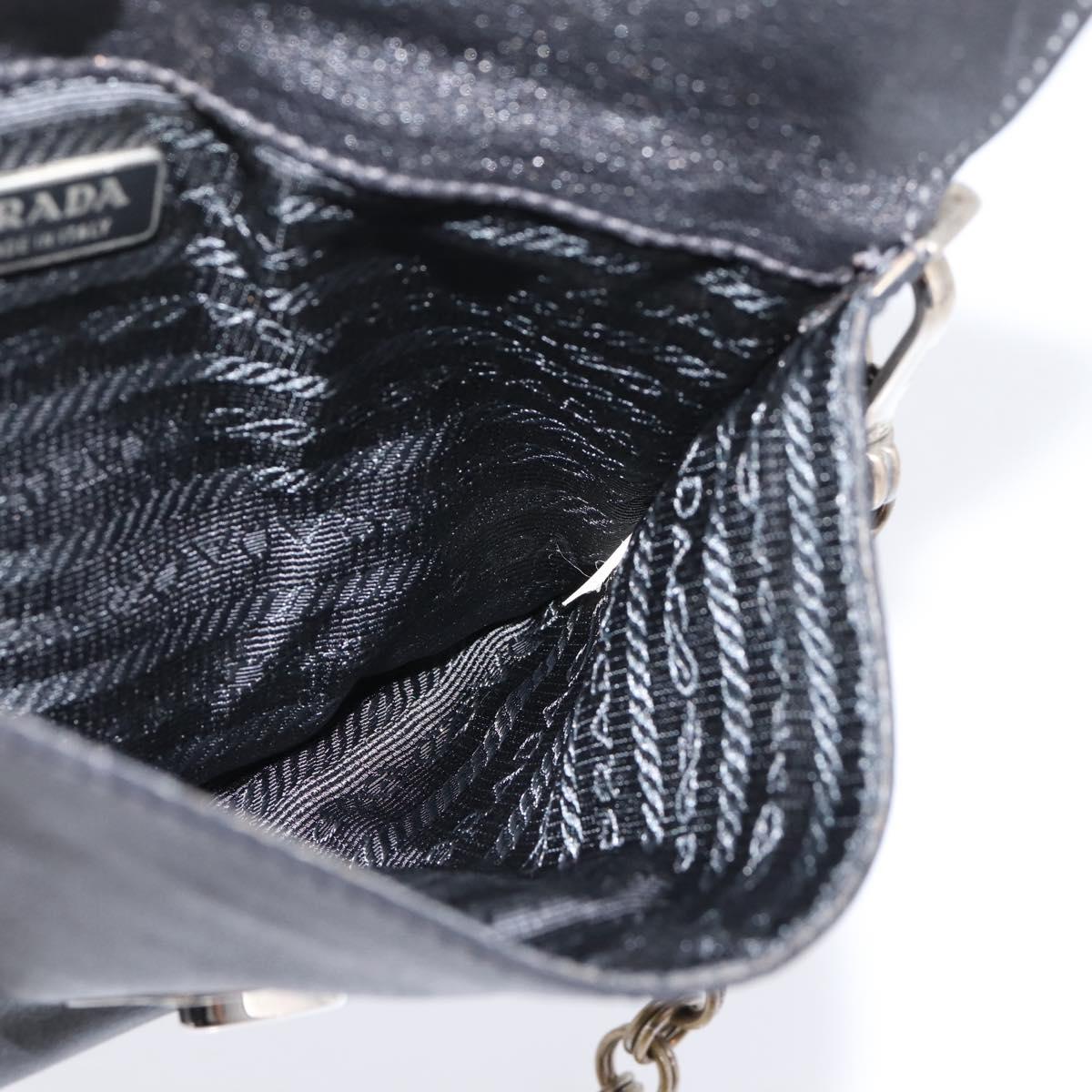 PRADA Chain Shoulder Bag Leather Black Silver Auth 210166A