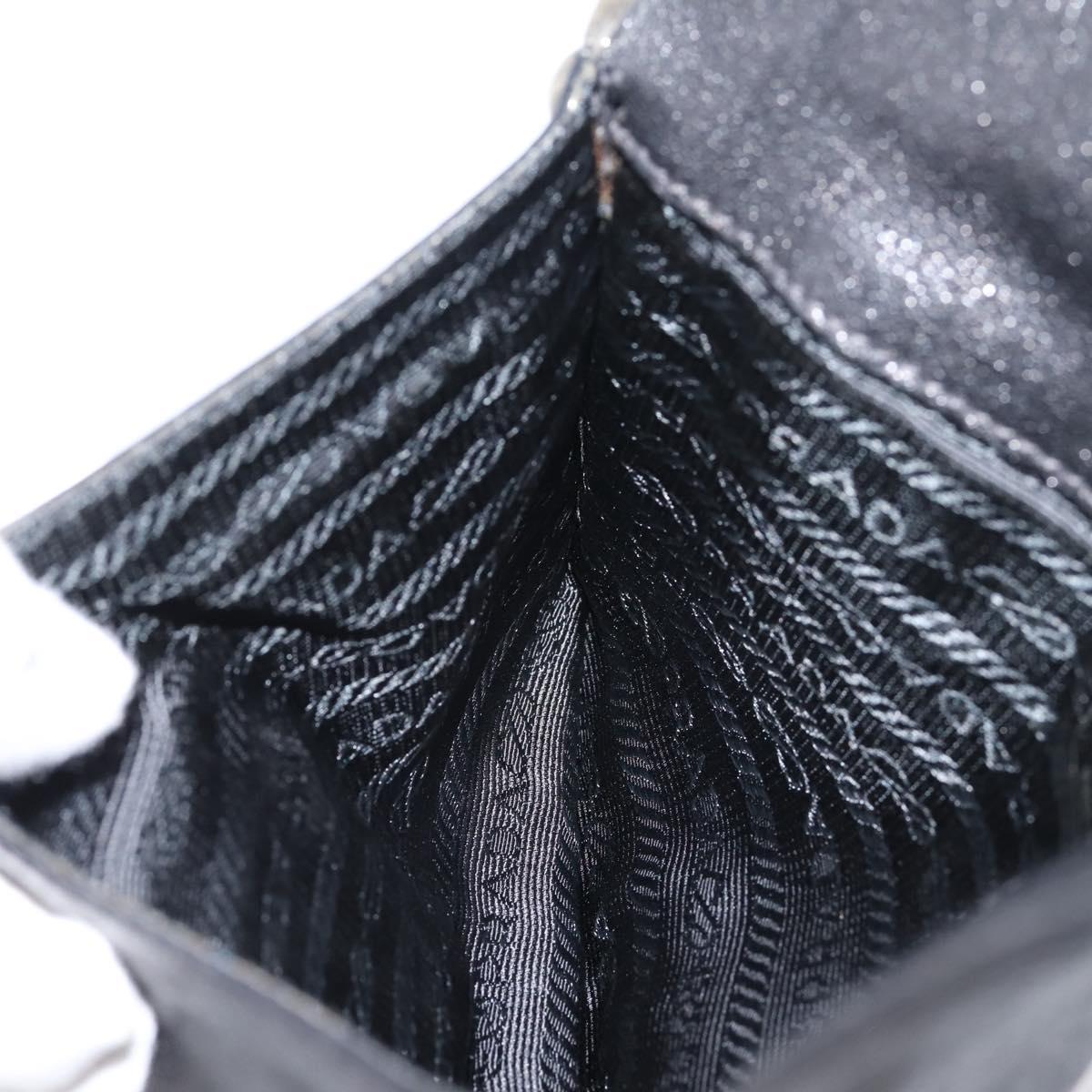 PRADA Chain Shoulder Bag Leather Black Silver Auth 210166A