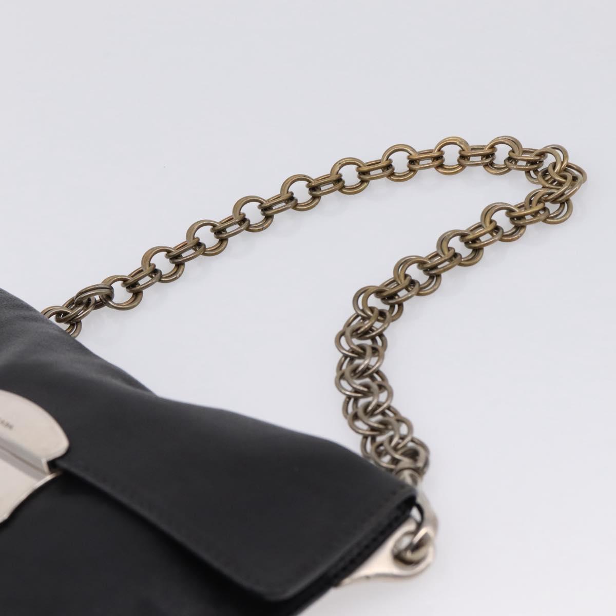 PRADA Chain Shoulder Bag Leather Black Silver Auth 210166A