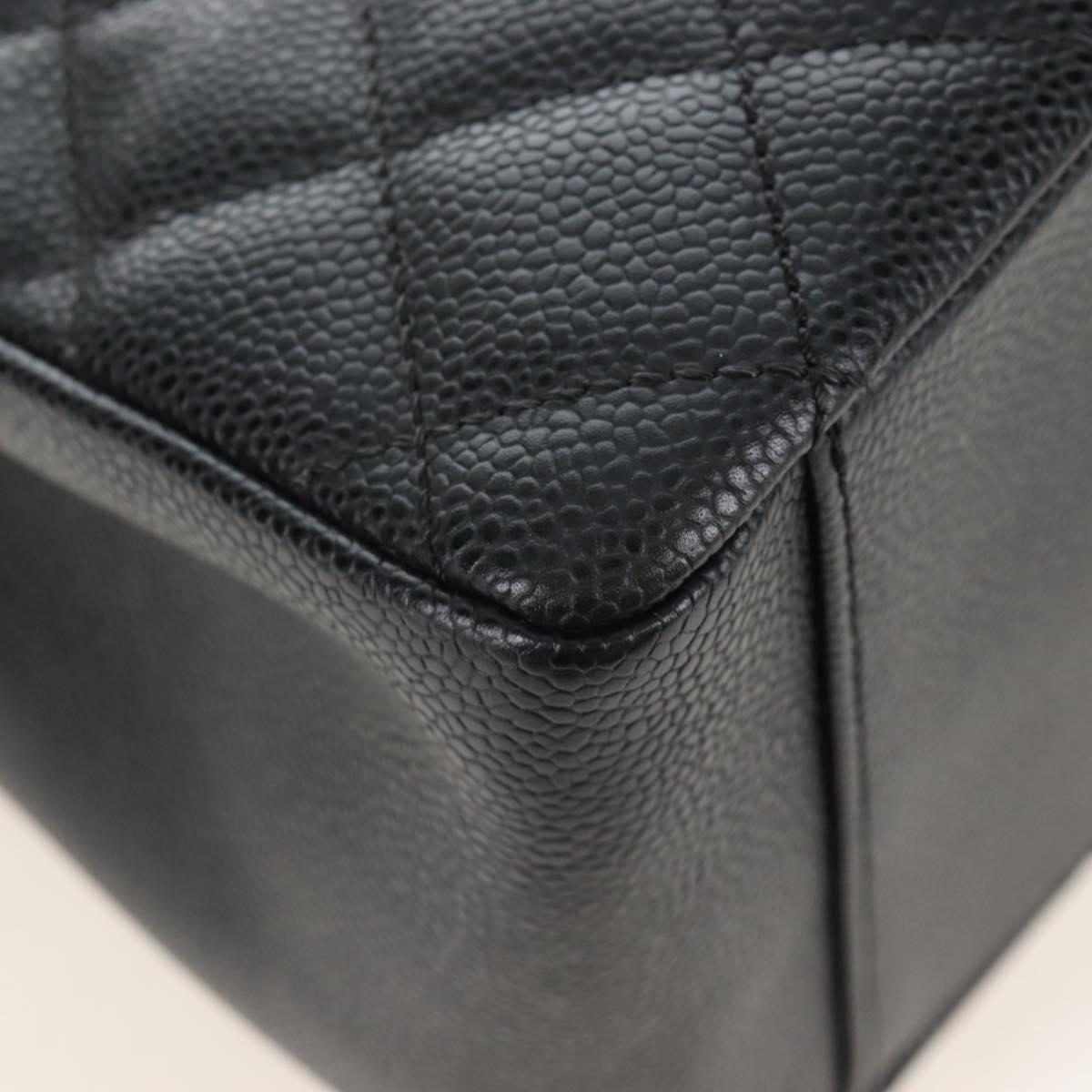 CHANEL GST Chain Shoulder Tote Bag Caviar Skin Black Gold CC Auth 210174SAM
