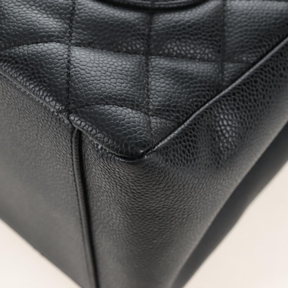 CHANEL GST Chain Shoulder Tote Bag Caviar Skin Black Gold CC Auth 210174SAM