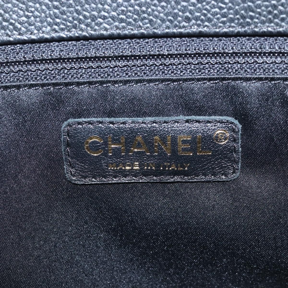 CHANEL GST Chain Shoulder Tote Bag Caviar Skin Black Gold CC Auth 210174SAM