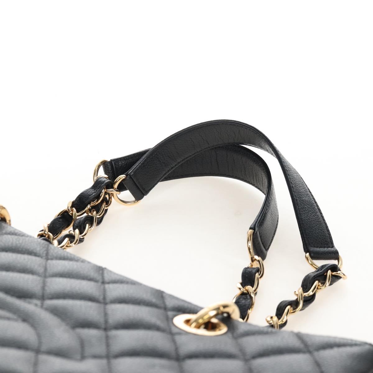 CHANEL GST Chain Shoulder Tote Bag Caviar Skin Black Gold CC Auth 210174SAM