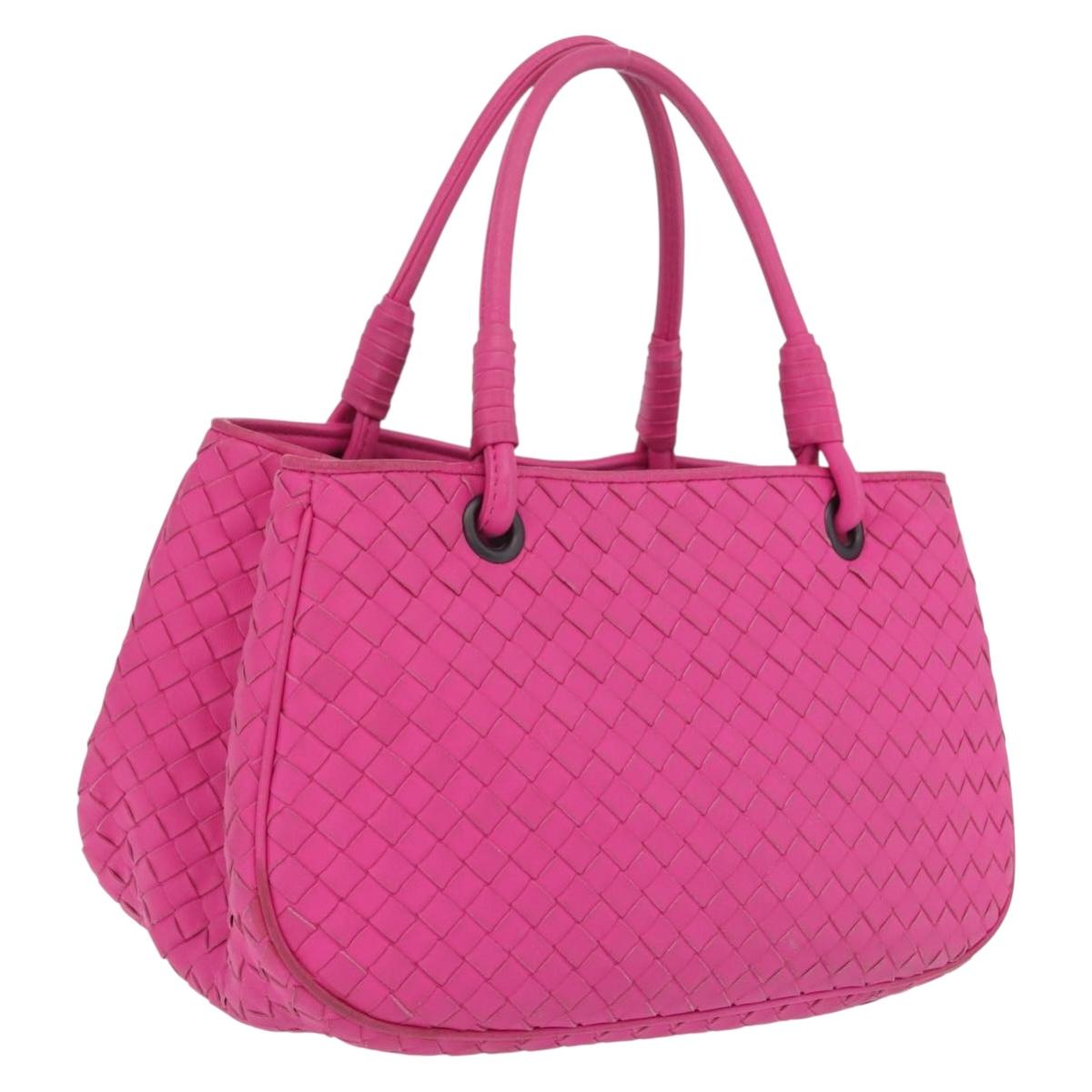 Bottega Veneta INTRECCIATO Hand Bag Leather Pink Auth 210179V