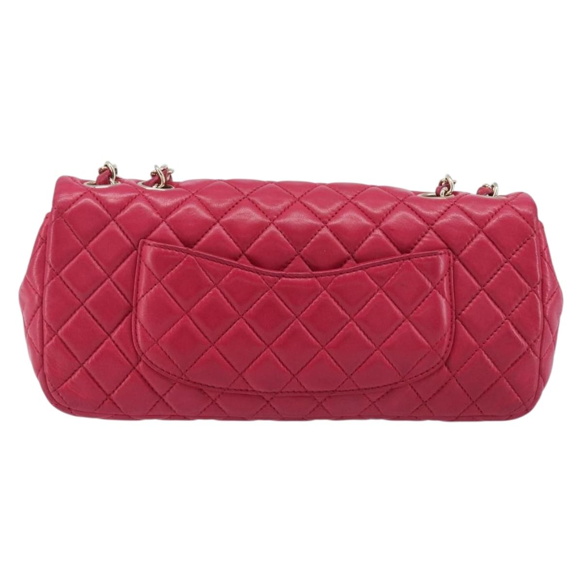CHANEL Matelasse25 Chain Shoulder Bag Lamb Skin Pink Gold CC Auth 210180M