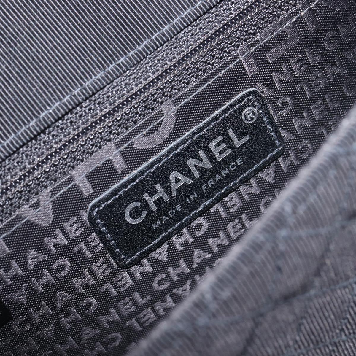 CHANEL Matelasse Chain Shoulder Bag Canvas Black Silver CC Auth 210182SAM
