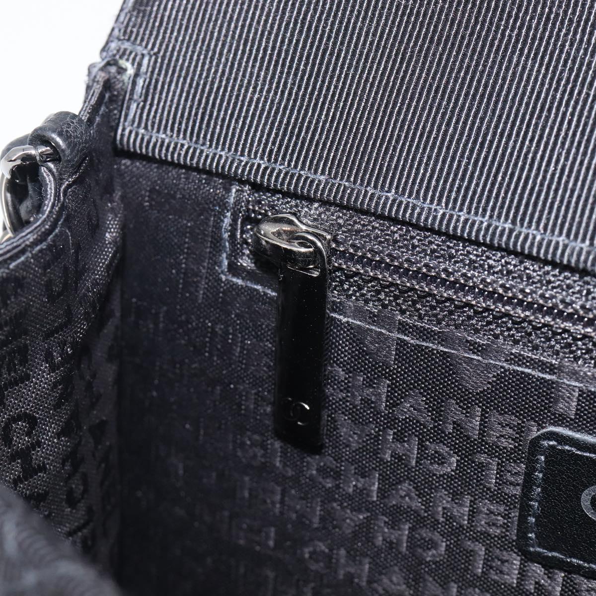 CHANEL Matelasse Chain Shoulder Bag Canvas Black Silver CC Auth 210182SAM