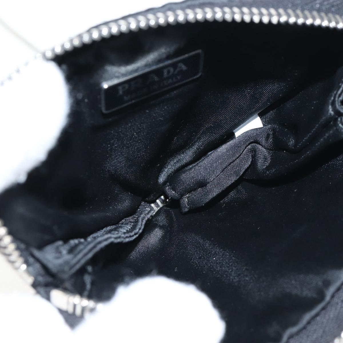 PRADA Triangle Chain Shoulder Pouch Satin Black Silver Auth 210184M