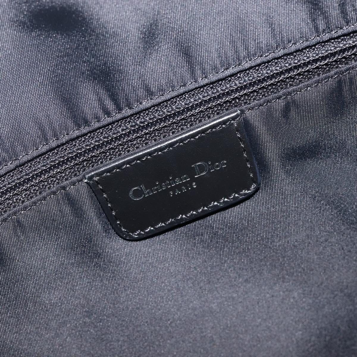 Christian Dior Trotter Canvas Oblique Shoulder Bag Navy Silver Auth 210185A