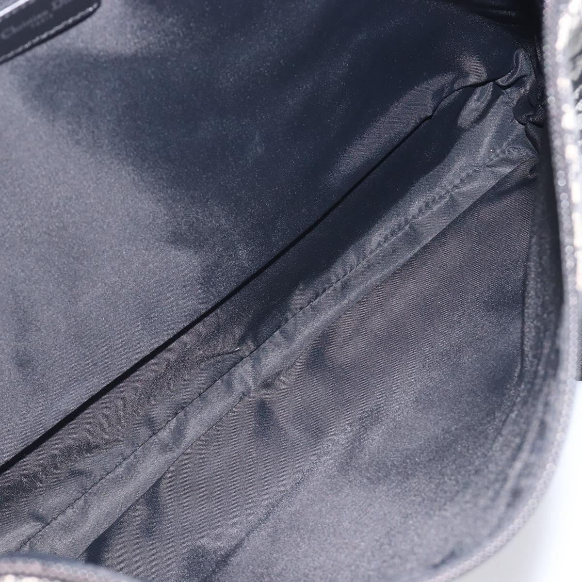 Christian Dior Trotter Canvas Oblique Shoulder Bag Navy Silver Auth 210185A