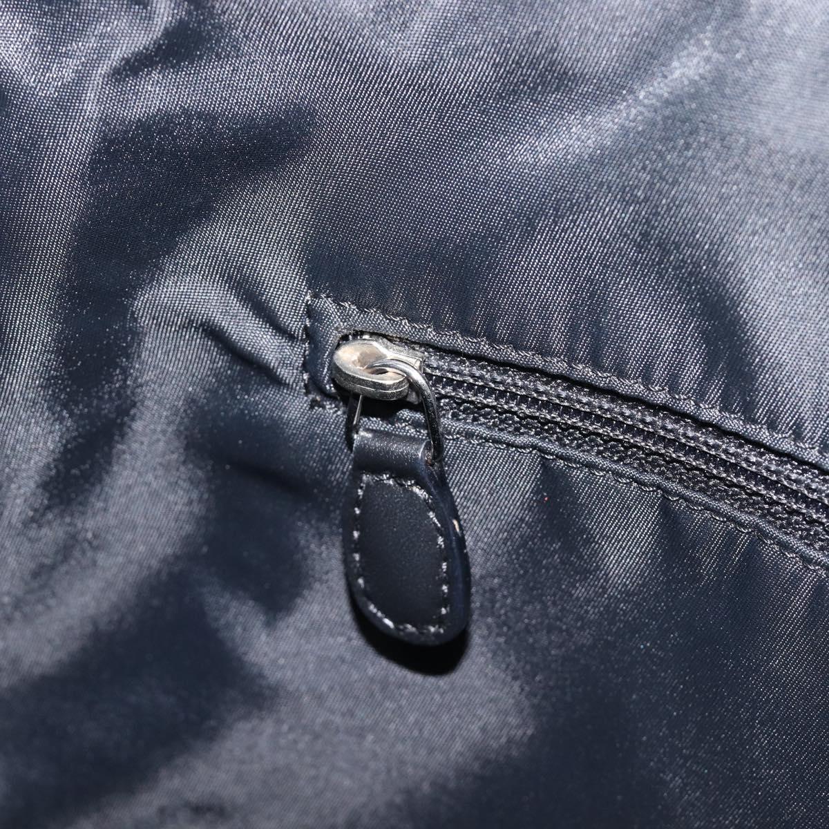 Christian Dior Trotter Canvas Oblique Shoulder Bag Navy Silver Auth 210185A