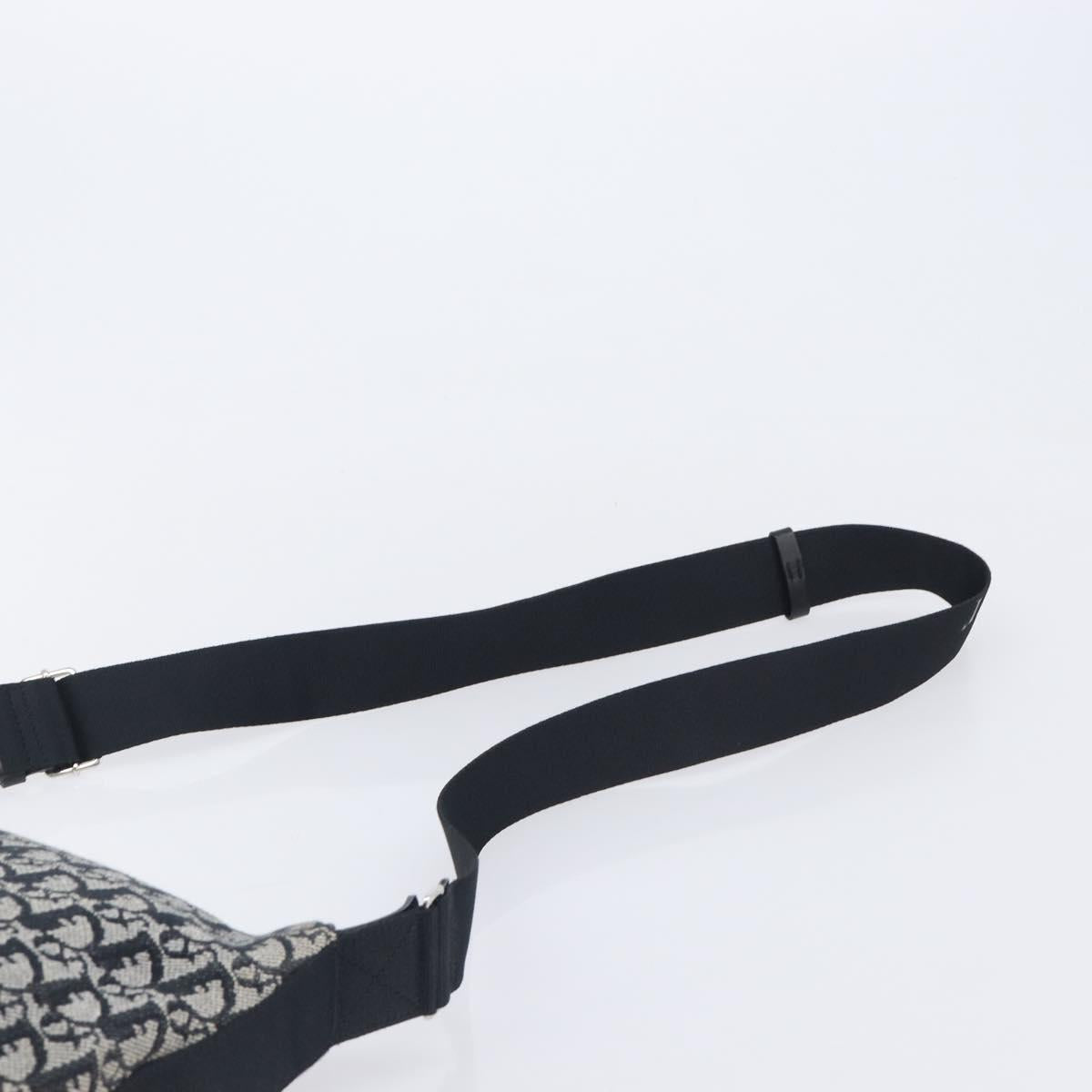 Christian Dior Trotter Canvas Oblique Shoulder Bag Navy Silver Auth 210185A