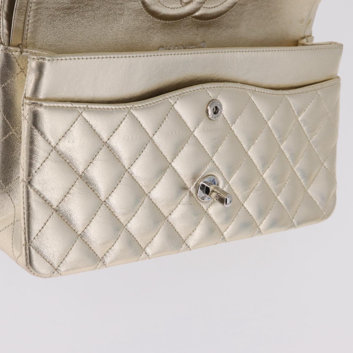 CHANEL Matelasse25 Chain Shoulder Bag Lamb Skin Mocha Gold CC Auth 210187SM
