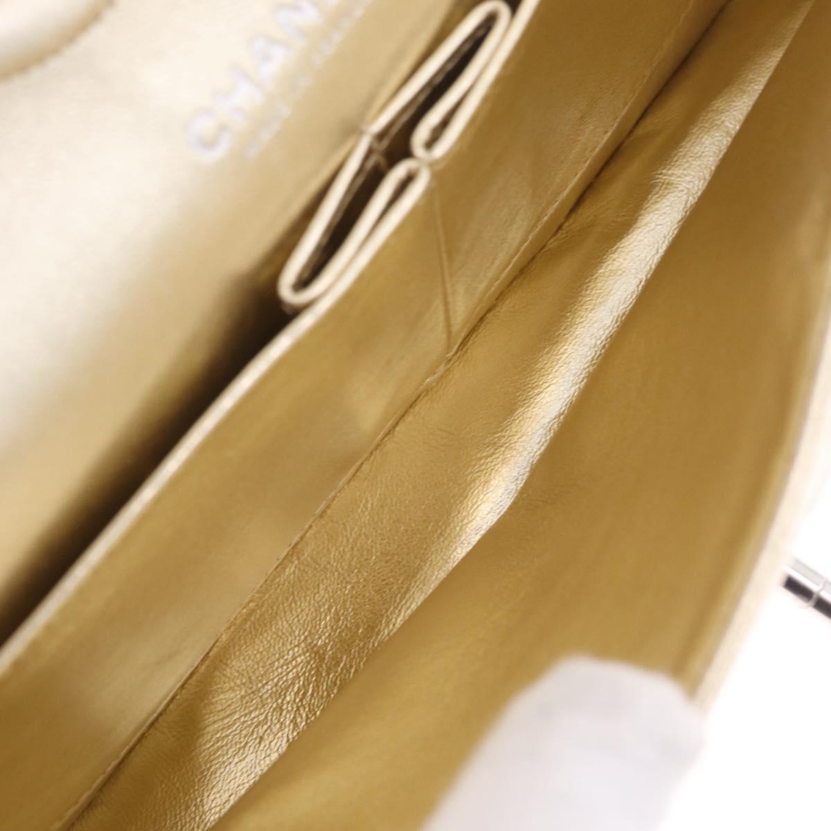 CHANEL Matelasse25 Chain Shoulder Bag Lamb Skin Mocha Gold CC Auth 210187SM