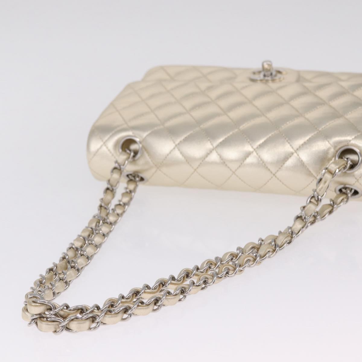 CHANEL Matelasse25 Chain Shoulder Bag Lamb Skin Mocha Gold CC Auth 210187SM