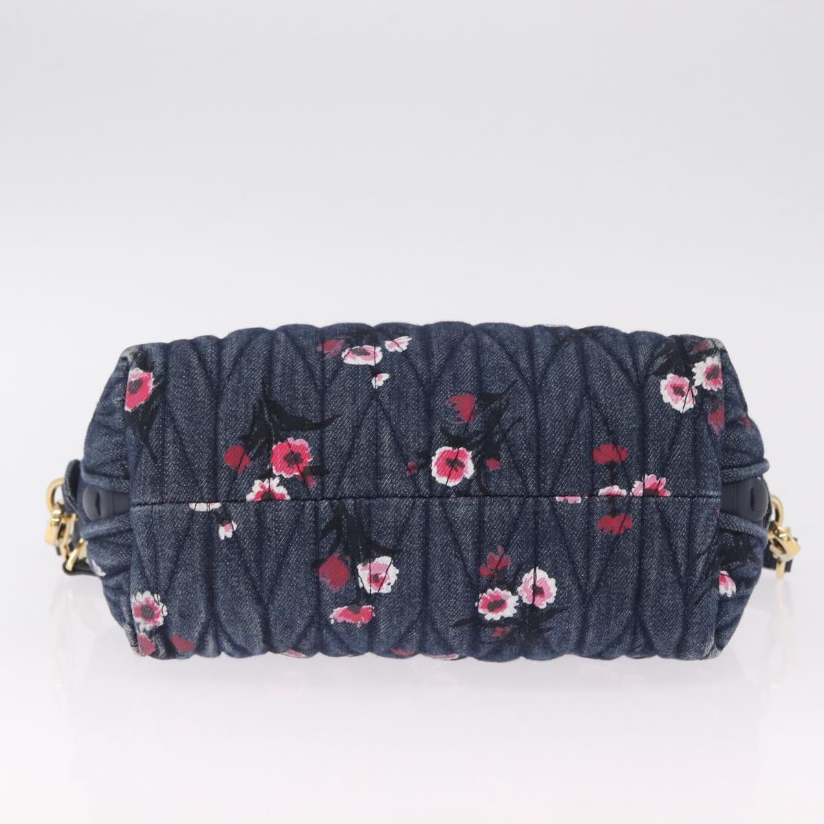 Miu Miu Matelasse Hand Bag Denim 2way Blue Gold Auth 210189V