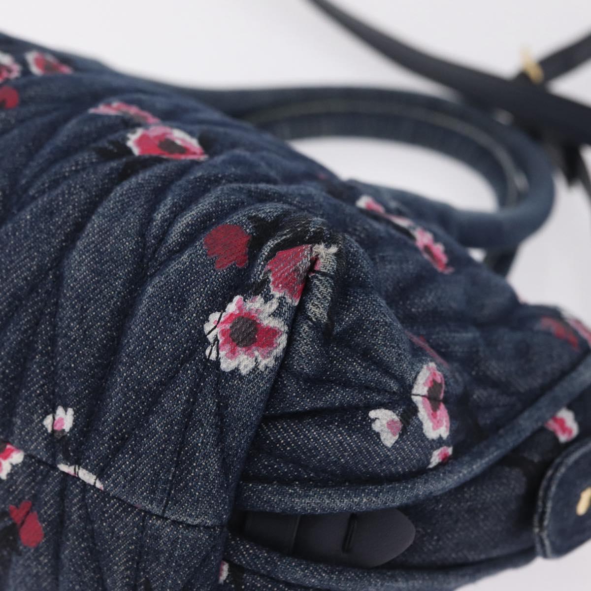 Miu Miu Matelasse Hand Bag Denim 2way Blue Gold Auth 210189V