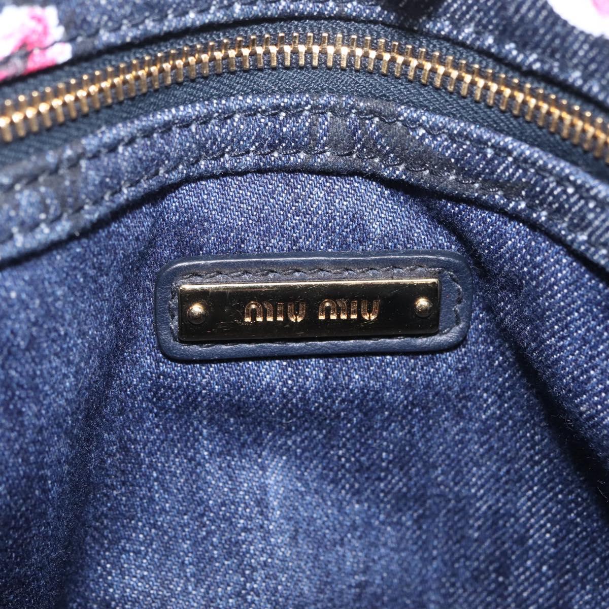 Miu Miu Matelasse Hand Bag Denim 2way Blue Gold Auth 210189V