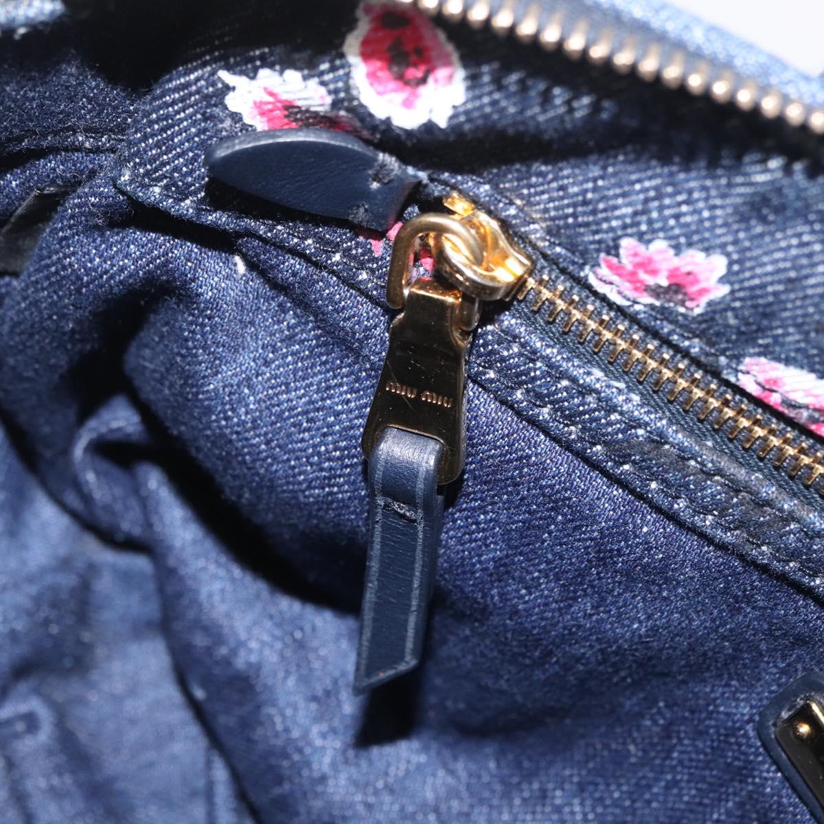 Miu Miu Matelasse Hand Bag Denim 2way Blue Gold Auth 210189V