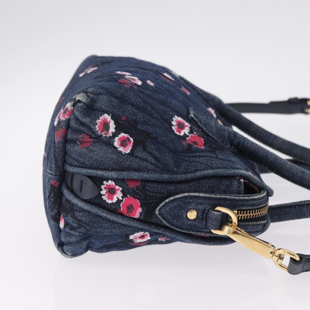 Miu Miu Matelasse Hand Bag Denim 2way Blue Gold Auth 210189V