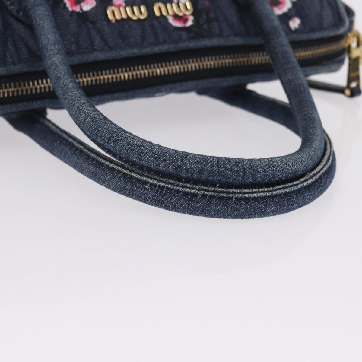 Miu Miu Matelasse Hand Bag Denim 2way Blue Gold Auth 210189V