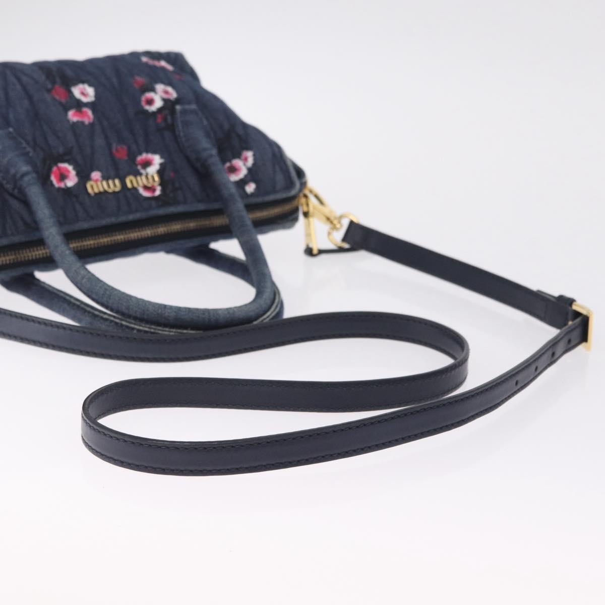 Miu Miu Matelasse Hand Bag Denim 2way Blue Gold Auth 210189V