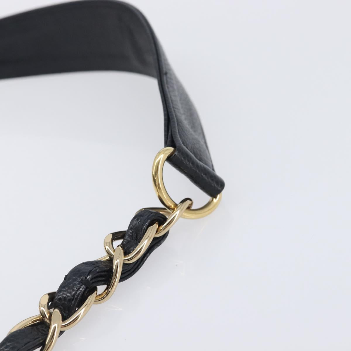 CHANEL Chain Matelasse Shoulder Bag Caviar Skin Black Gold CC Auth 210190SAM