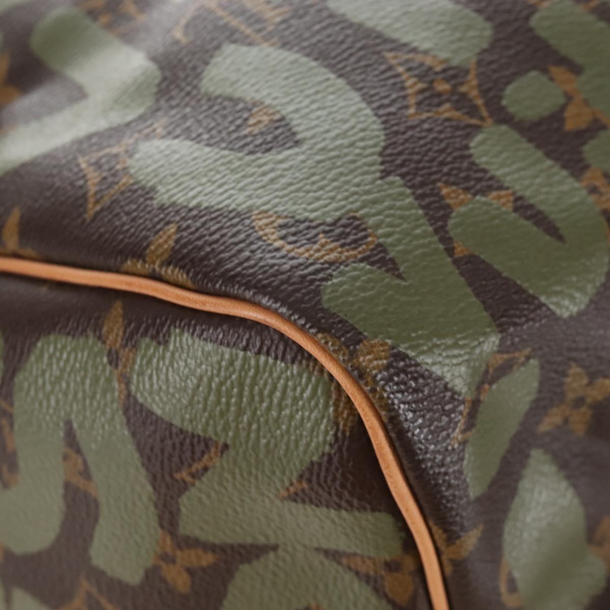 LOUIS VUITTON Monogram graffiti Keepall 50 Bag Khaki M92196 LV Auth 210193SAM