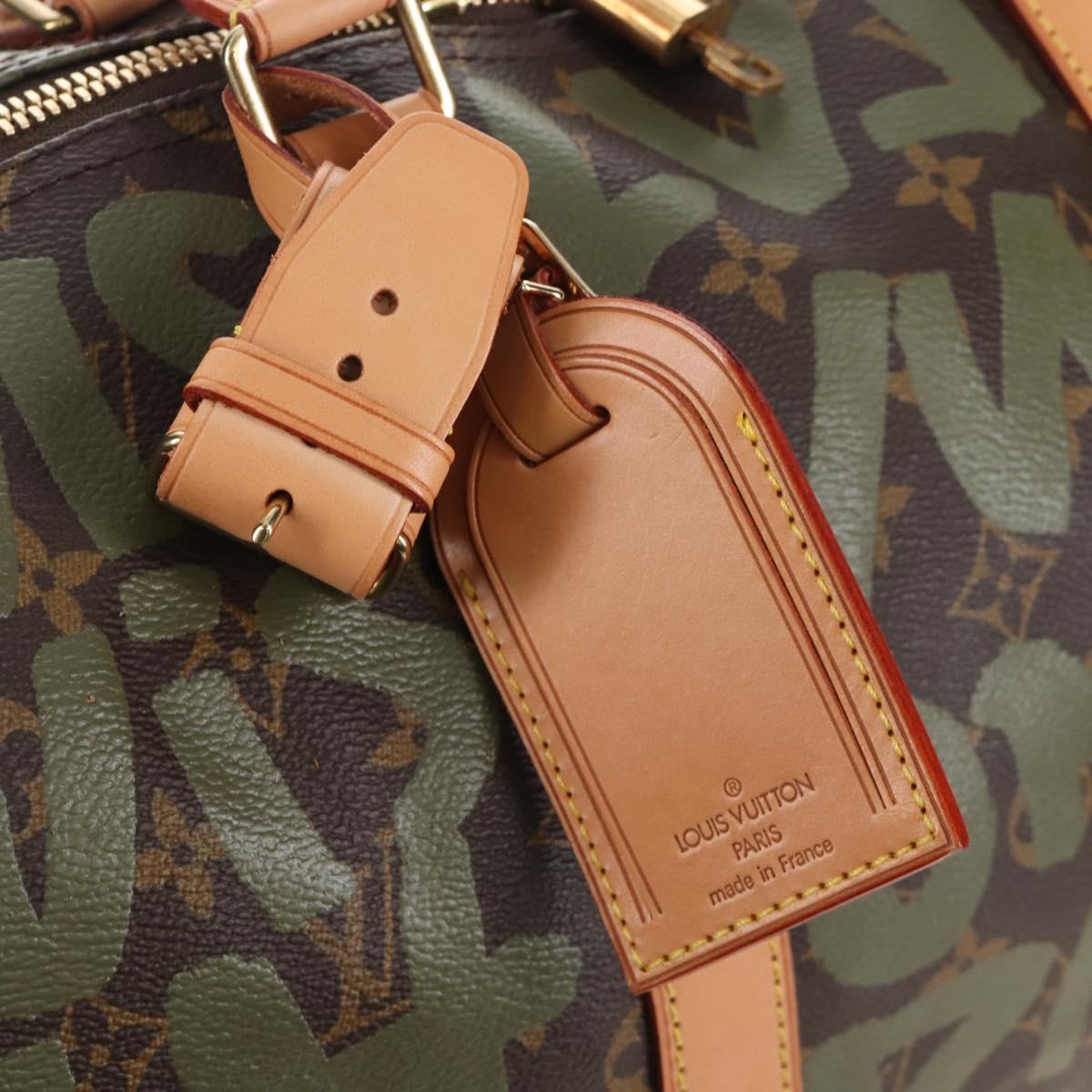 LOUIS VUITTON Monogram graffiti Keepall 50 Bag Khaki M92196 LV Auth 210193SAM