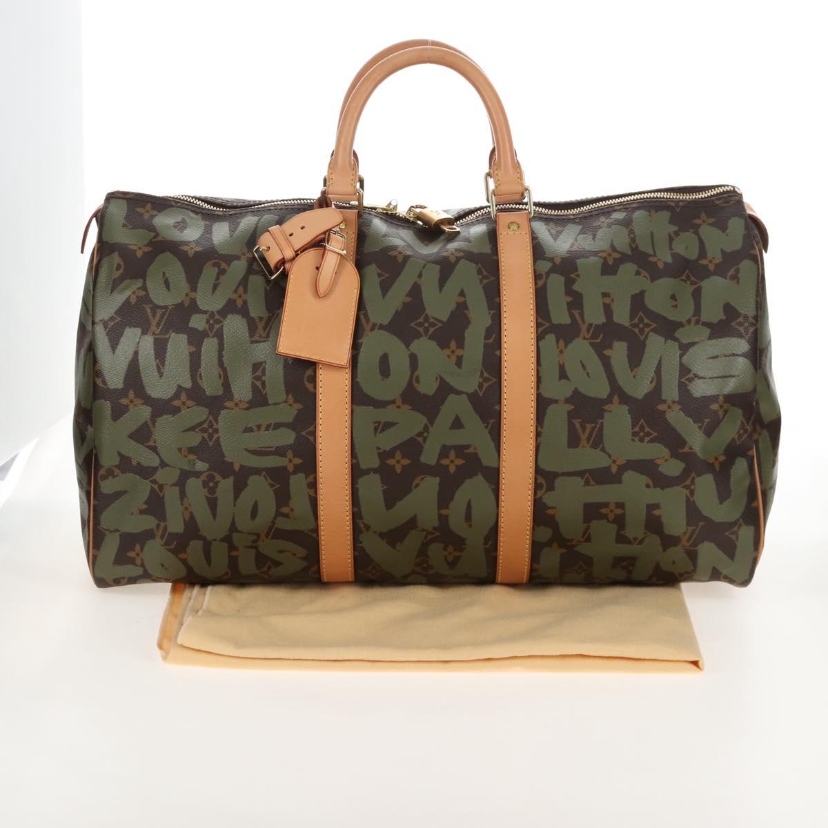 LOUIS VUITTON Monogram graffiti Keepall 50 Bag Khaki M92196 LV Auth 210193SAM