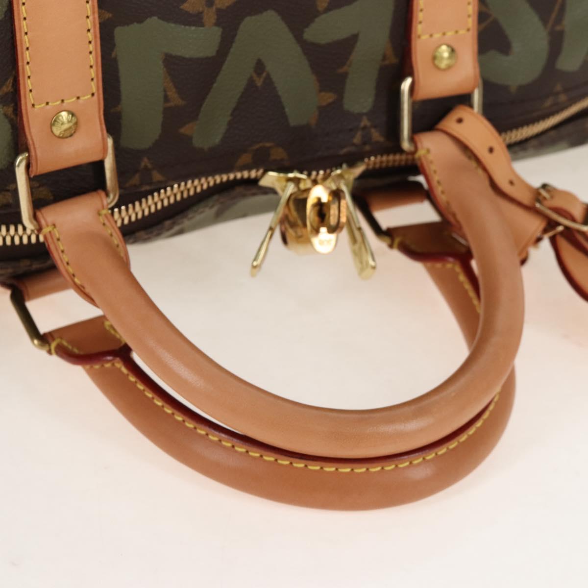 LOUIS VUITTON Monogram graffiti Keepall 50 Bag Khaki M92196 LV Auth 210193SAM