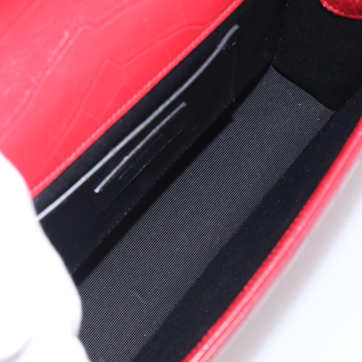 Saint Laurent Kate Chain Shoulder Bag Leather Red Silver Auth 210195M
