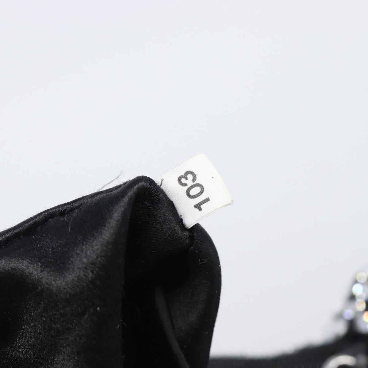 PRADA Hand Pouch Satin Black Silver Auth 210197SAM