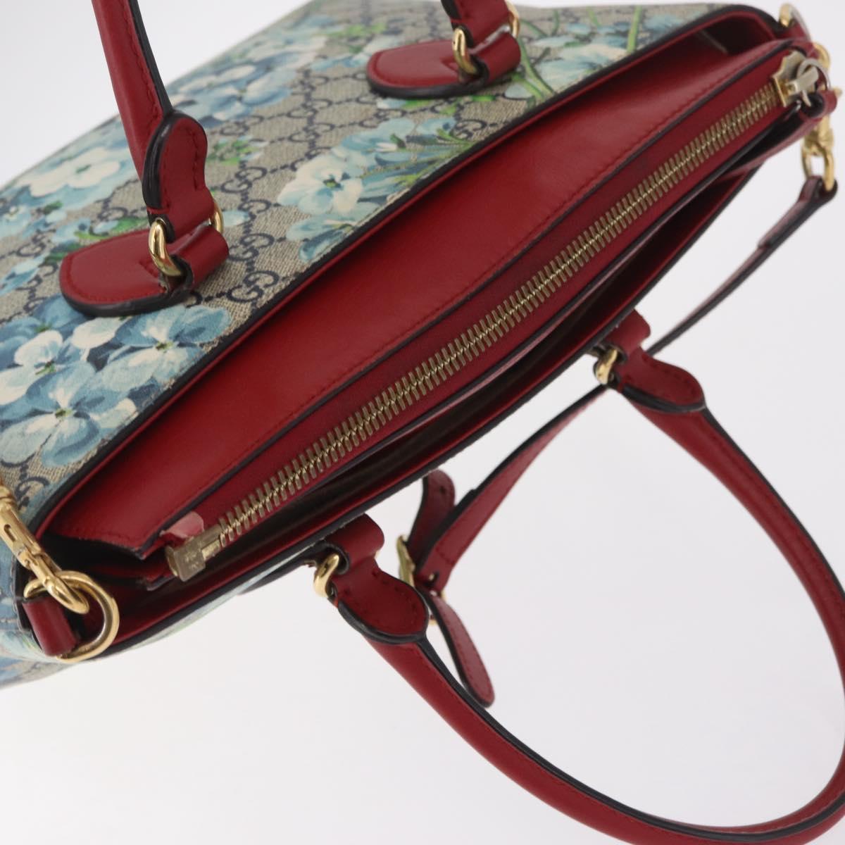 GUCCI GG Supreme GG Blooms Hand Bag PVC 2way Navy Gold 409534 Auth 210198V
