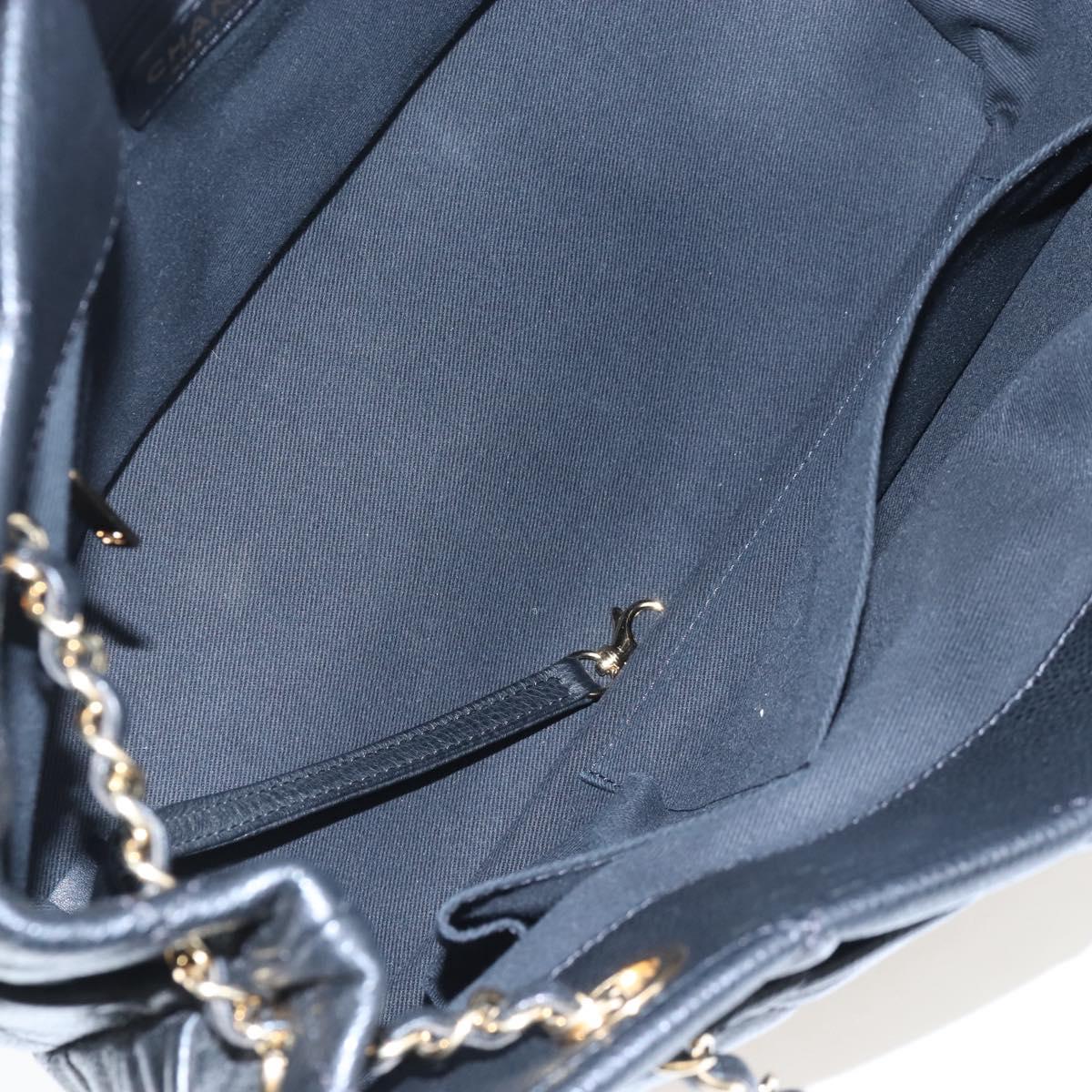 CHANEL Matelasse Chain Shoulder Tote Bag Caviar Skin Black Gold CC Auth 210201M