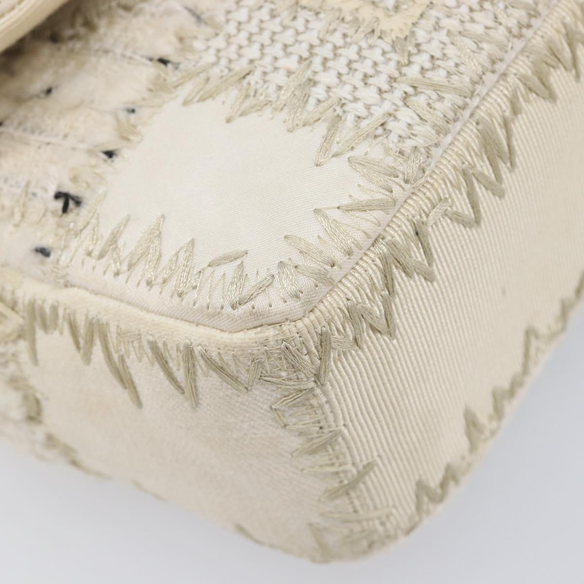 CHANEL Chain Shoulder Bag Canvas Ivory Gold CC Auth 210203SM