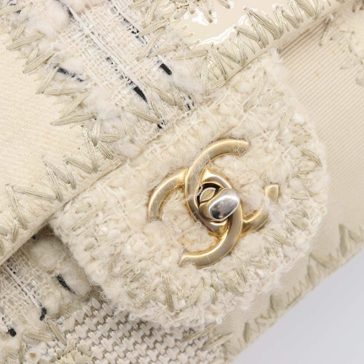 CHANEL Chain Shoulder Bag Canvas Ivory Gold CC Auth 210203SM