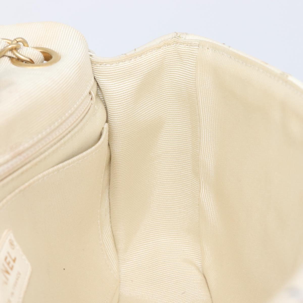 CHANEL Chain Shoulder Bag Canvas Ivory Gold CC Auth 210203SM