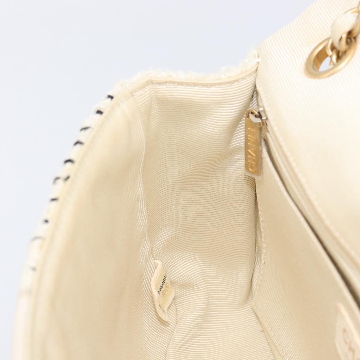 CHANEL Chain Shoulder Bag Canvas Ivory Gold CC Auth 210203SM