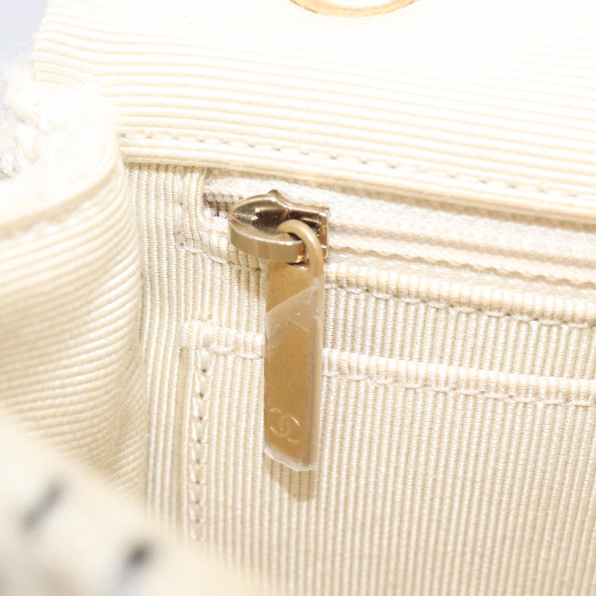 CHANEL Chain Shoulder Bag Canvas Ivory Gold CC Auth 210203SM