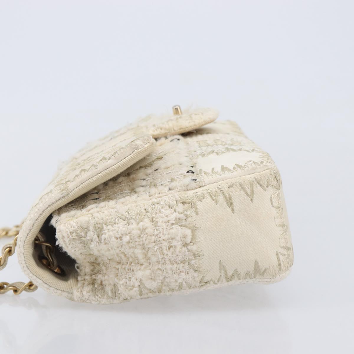 CHANEL Chain Shoulder Bag Canvas Ivory Gold CC Auth 210203SM