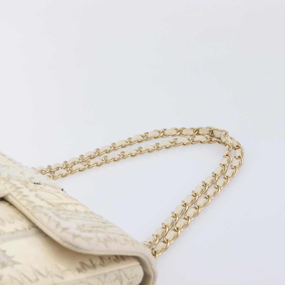 CHANEL Chain Shoulder Bag Canvas Ivory Gold CC Auth 210203SM