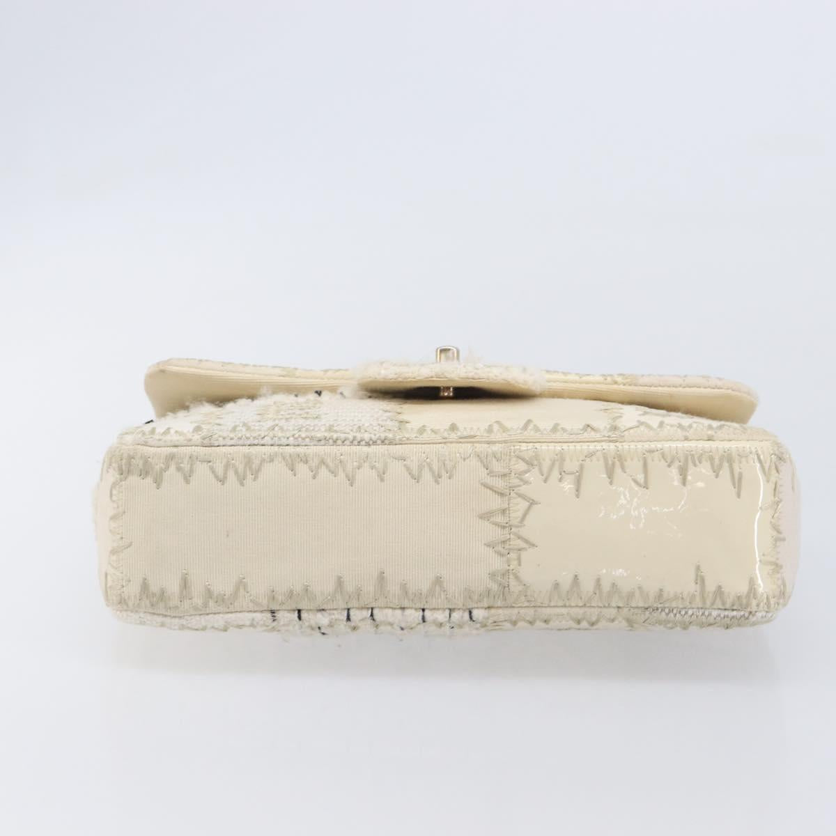 CHANEL Chain Shoulder Bag Canvas Ivory Gold CC Auth 210203SM