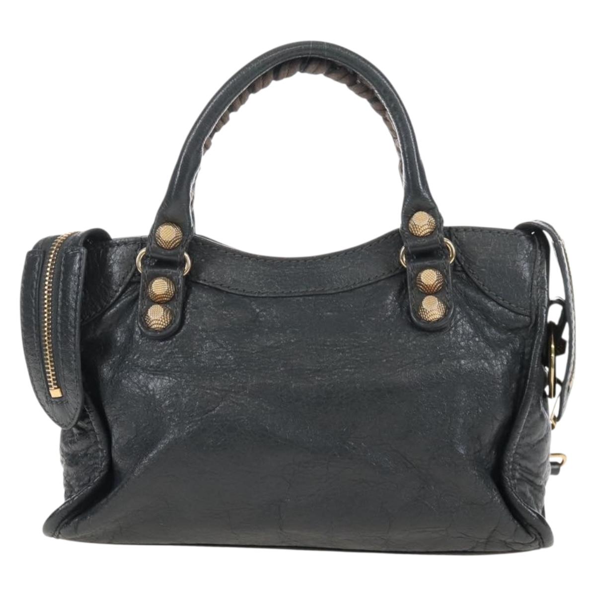 Balenciaga Giant Mini City Hand Bag Leather 2way Gray Gold 309544 Auth 210204M