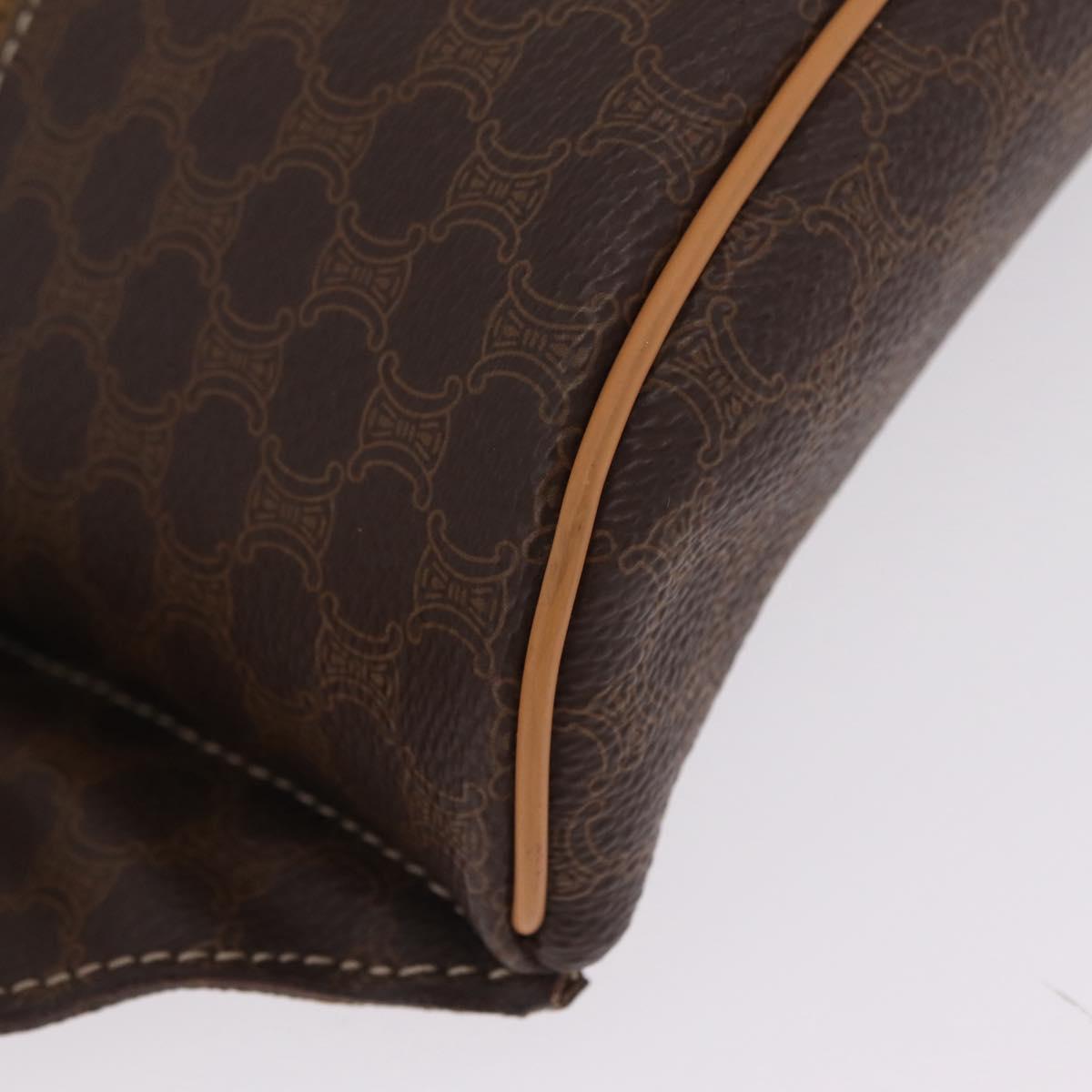 CELINE Macadam Canvas Circle Body Bag PVC Leather Brown Gold Auth 210205V