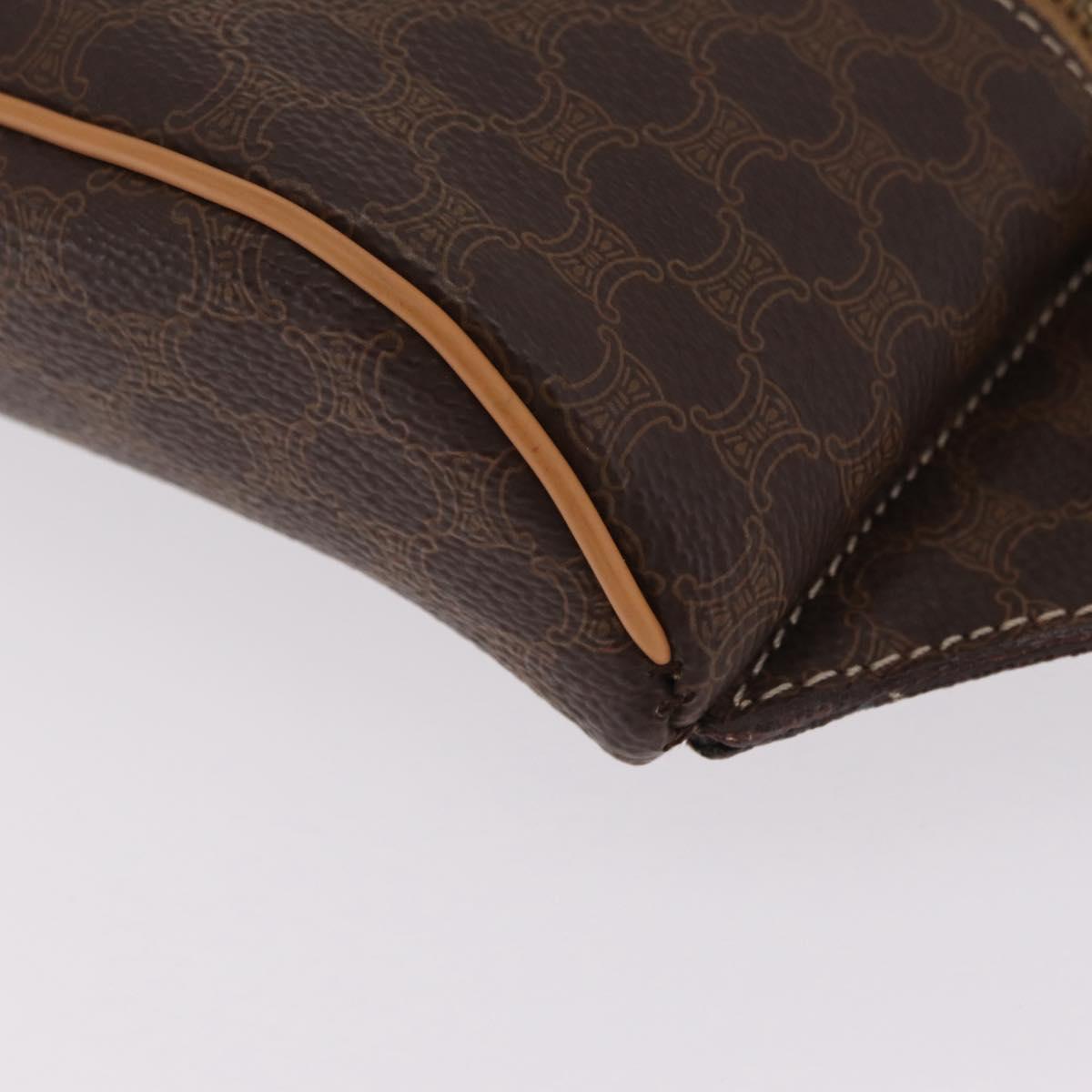 CELINE Macadam Canvas Circle Body Bag PVC Leather Brown Gold Auth 210205V
