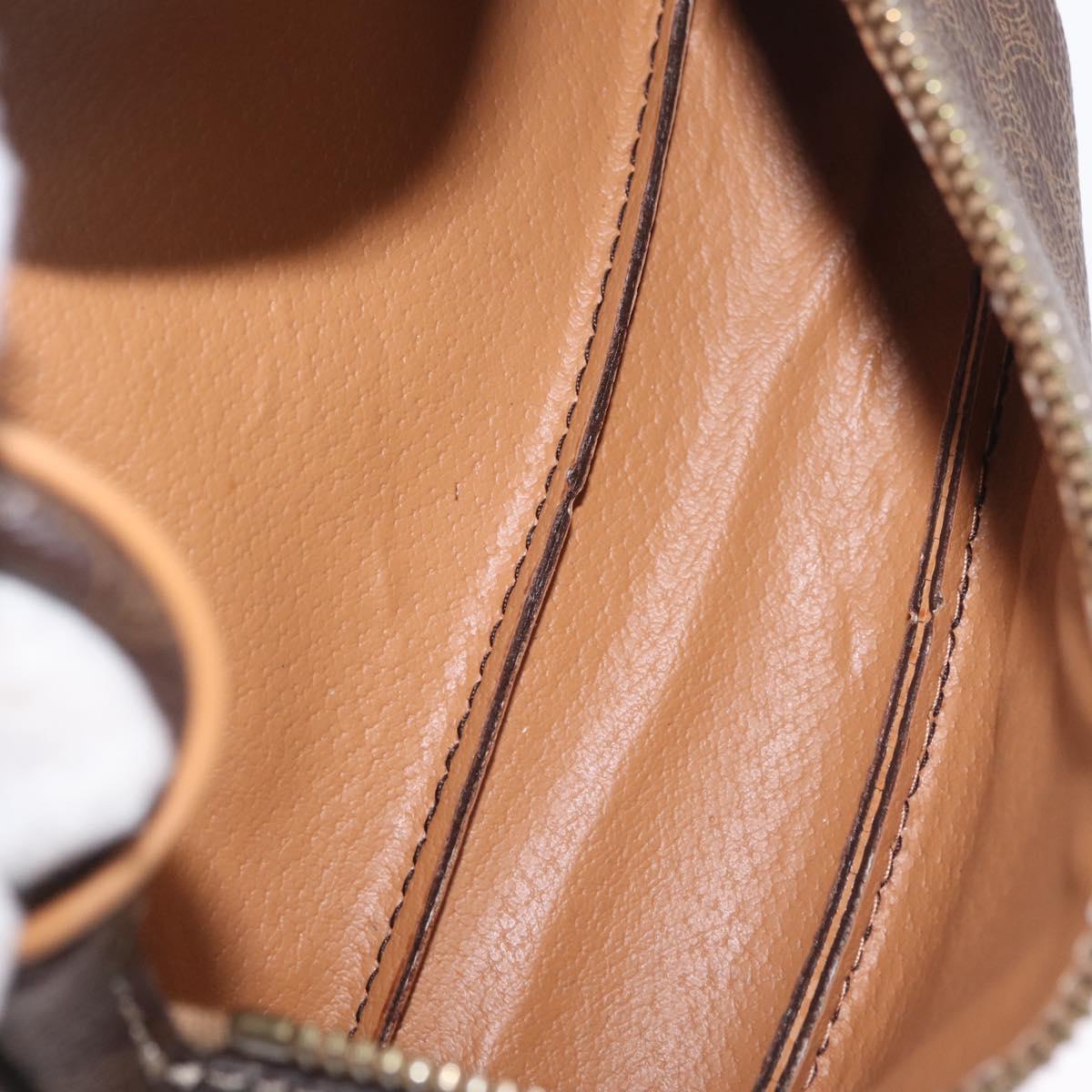 CELINE Macadam Canvas Circle Body Bag PVC Leather Brown Gold Auth 210205V