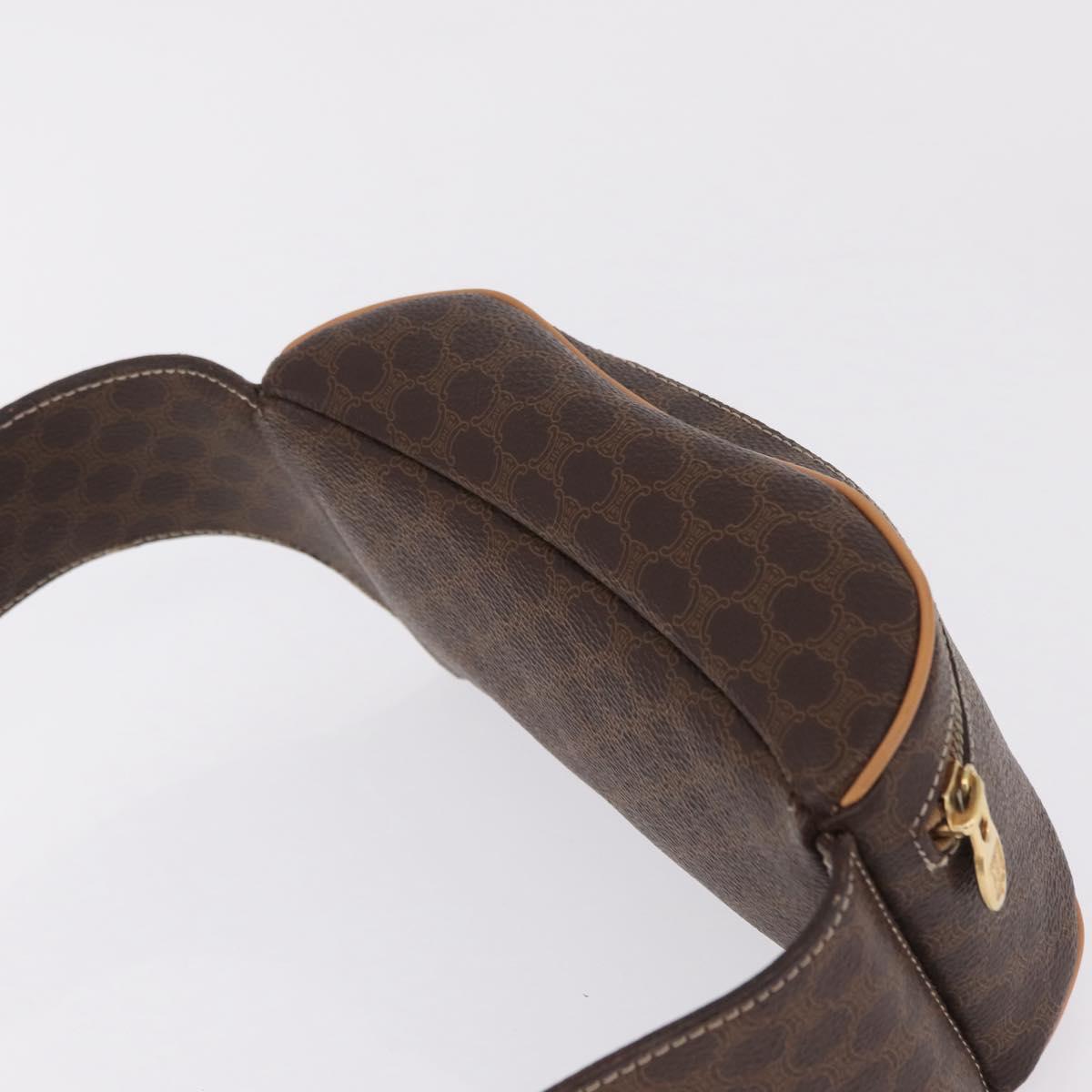 CELINE Macadam Canvas Circle Body Bag PVC Leather Brown Gold Auth 210205V
