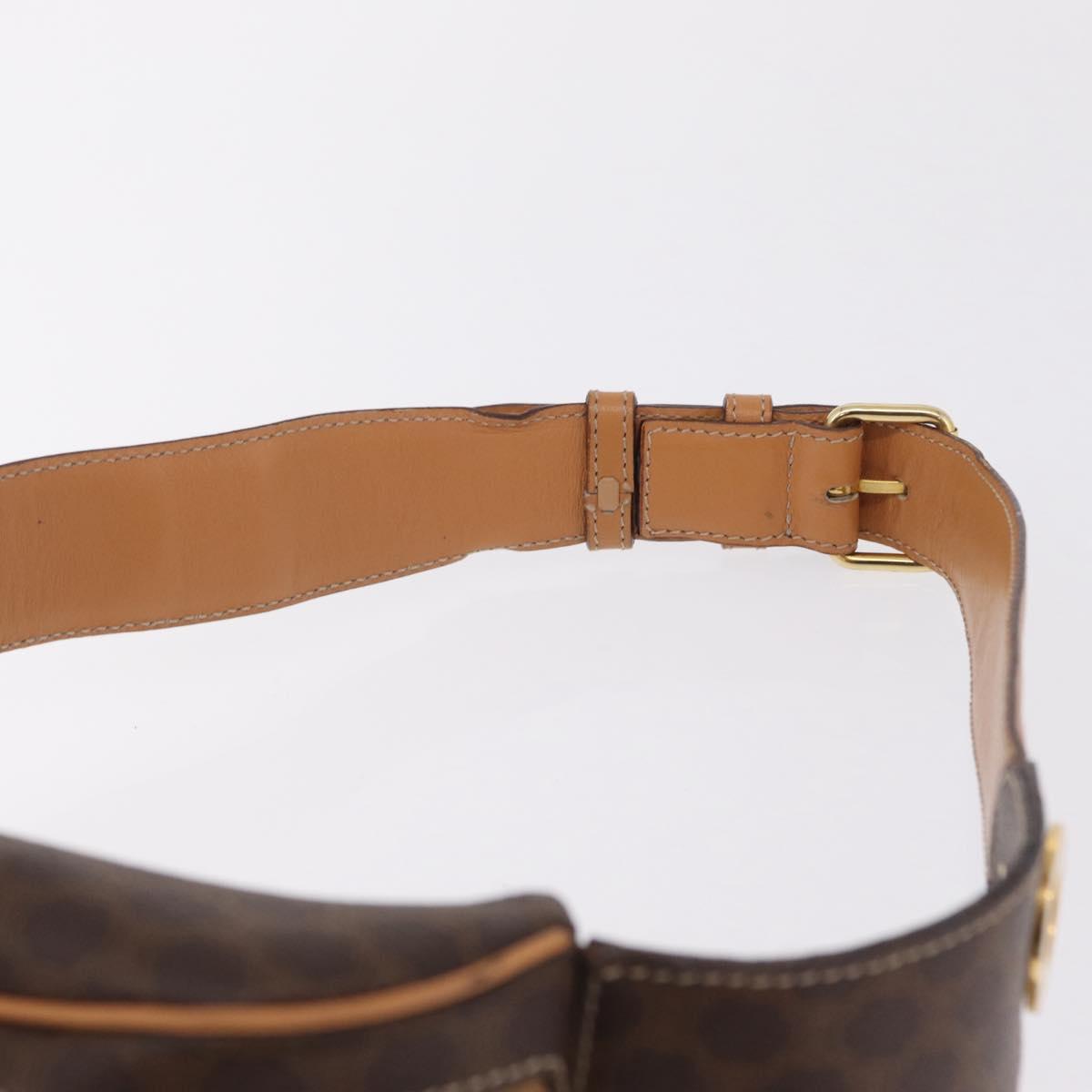 CELINE Macadam Canvas Circle Body Bag PVC Leather Brown Gold Auth 210205V